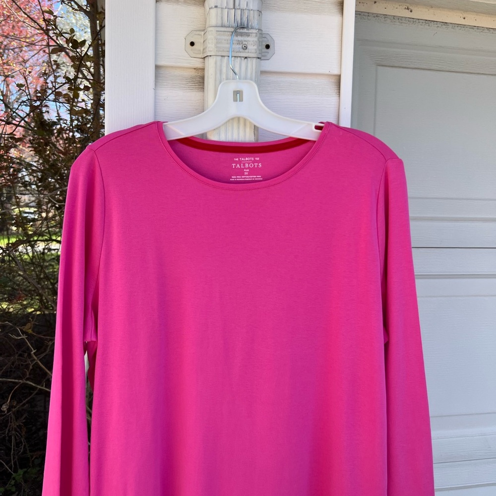 NWT Talbots Pretty Raspberry Pink Long Sleeve Top - Picture 2 of 5